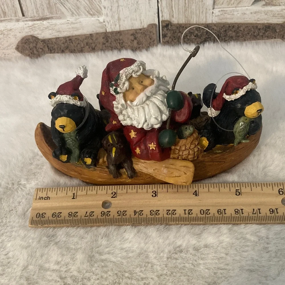 Santa and Bears Canoe Figurine